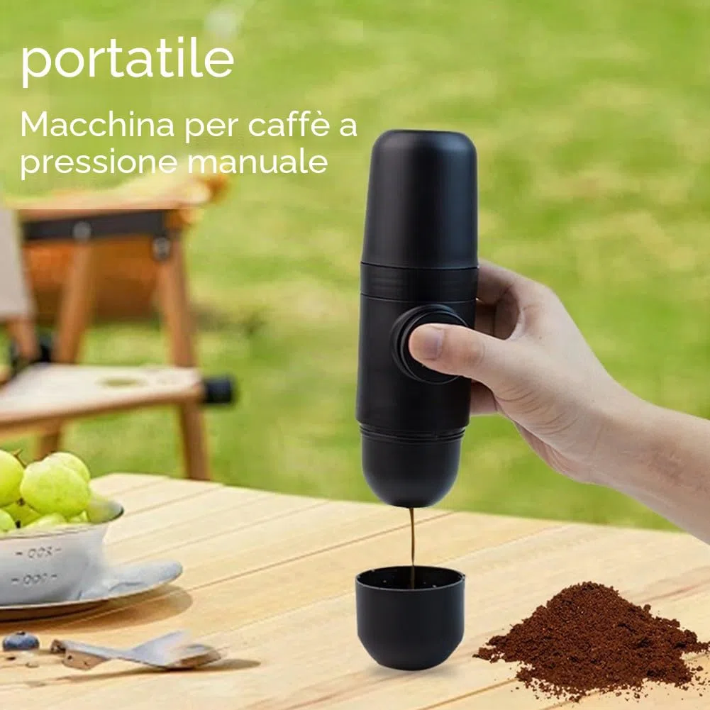 Macchina per caffè espresso manuale portatile, mini macchina per caffè manuale compatibile con caffè macinato in capsule