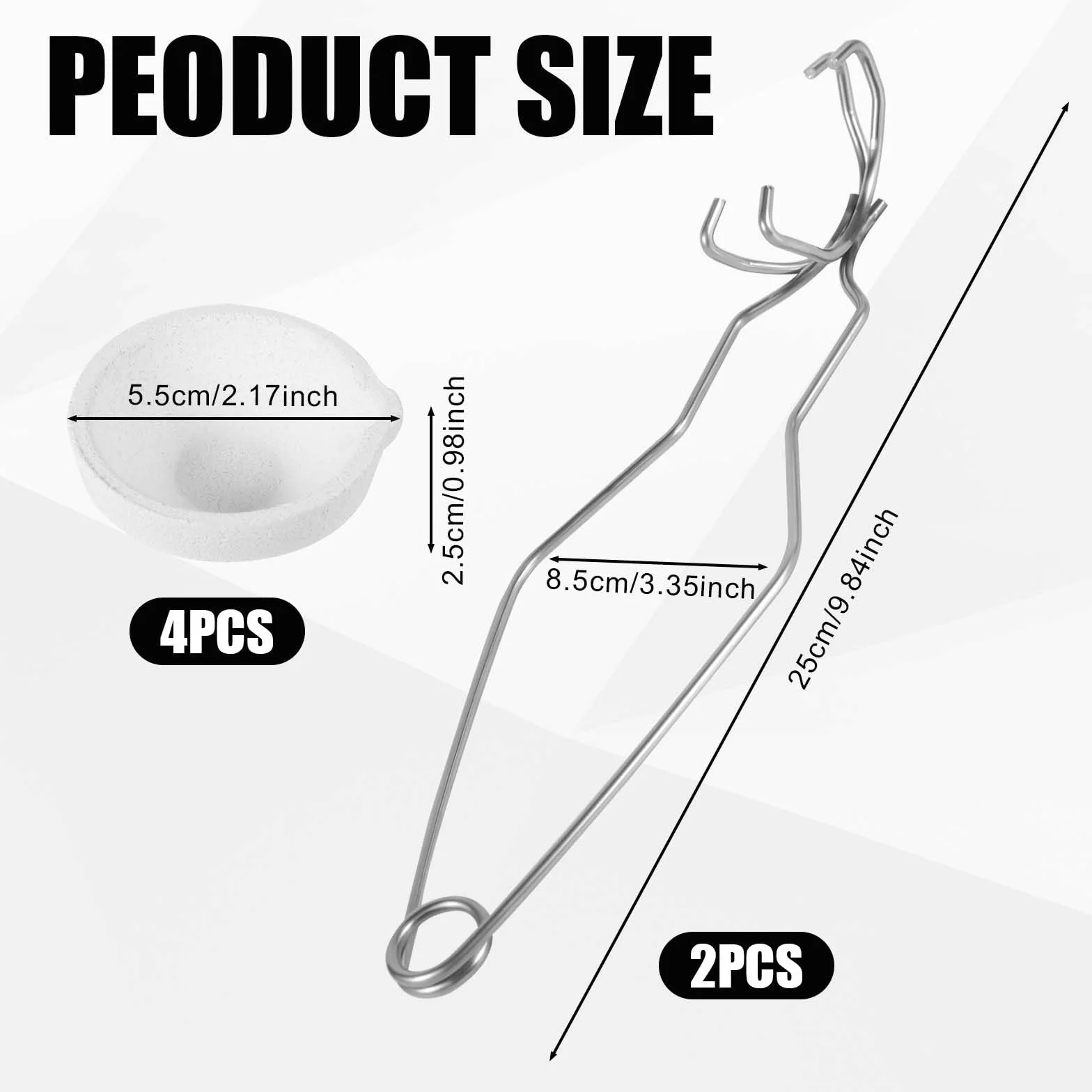 PEUTIER Kit Crogiolo da 6 Pezzi, con 4 Crogioli Piccoli al Quarzo e 2 Pinze per Crogiolo Crogioli per la Fusione del Metallo per la Raffinazione della Fusione di Oro Argento Alluminio Rame Ottone