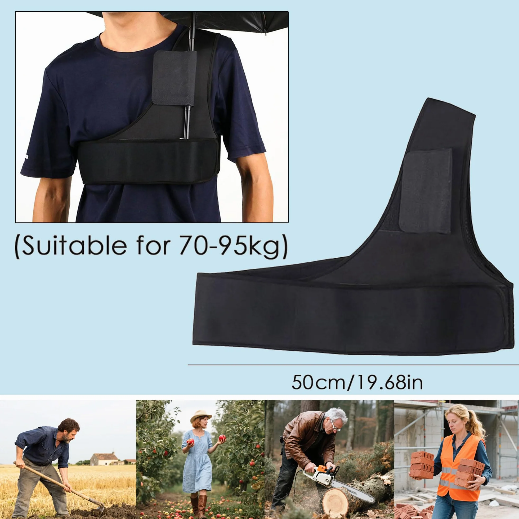 Portaombrelli portatile supporto per ombrelli a mani libere Portaombrelli indossabile Supporto portatile per ombrellone a mani libere Portaombrellone regolabile per attività all'aperto (A)