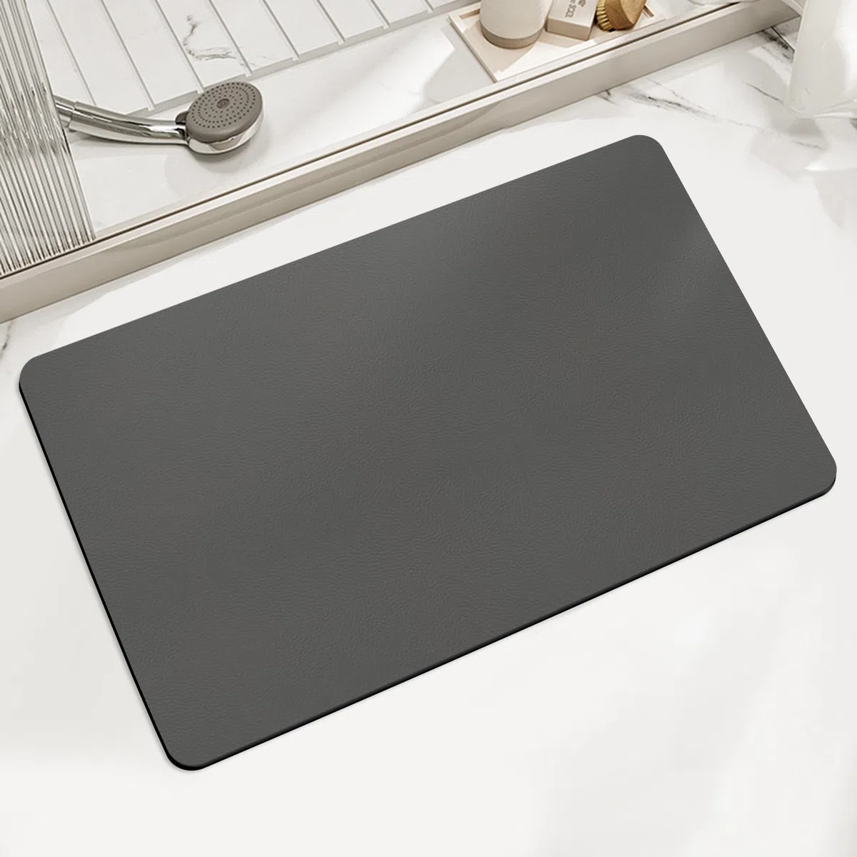 LIMNUO Tappetino da bagno in diatomite,antimuffa ad asciugatura rapida Tappetino da bagno,antiscivolo,facile da pulire,tappetino da doccia in terra di diatomee (Grigio scuro, 43X80cm)