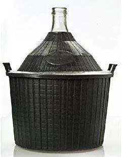 Damigiana in Vetro con Protezione di plastica Rigida e Tappo in PVC, per Alimenti, 54 Litri Made in Italy.Bottiglieri Casalinghi