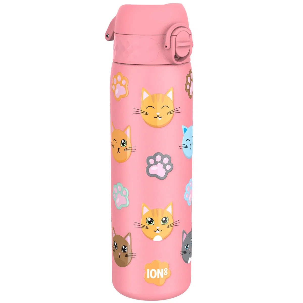 Ion8 Borraccia Termica in Acciaio Isolato, 500ml, a Prova di Perdite, Facile da Aprire, Serratura Sicura, Lavabile in Lavastoviglie, Maniglia per il Trasporto, Facile Pulizia, Durevole,Gatti