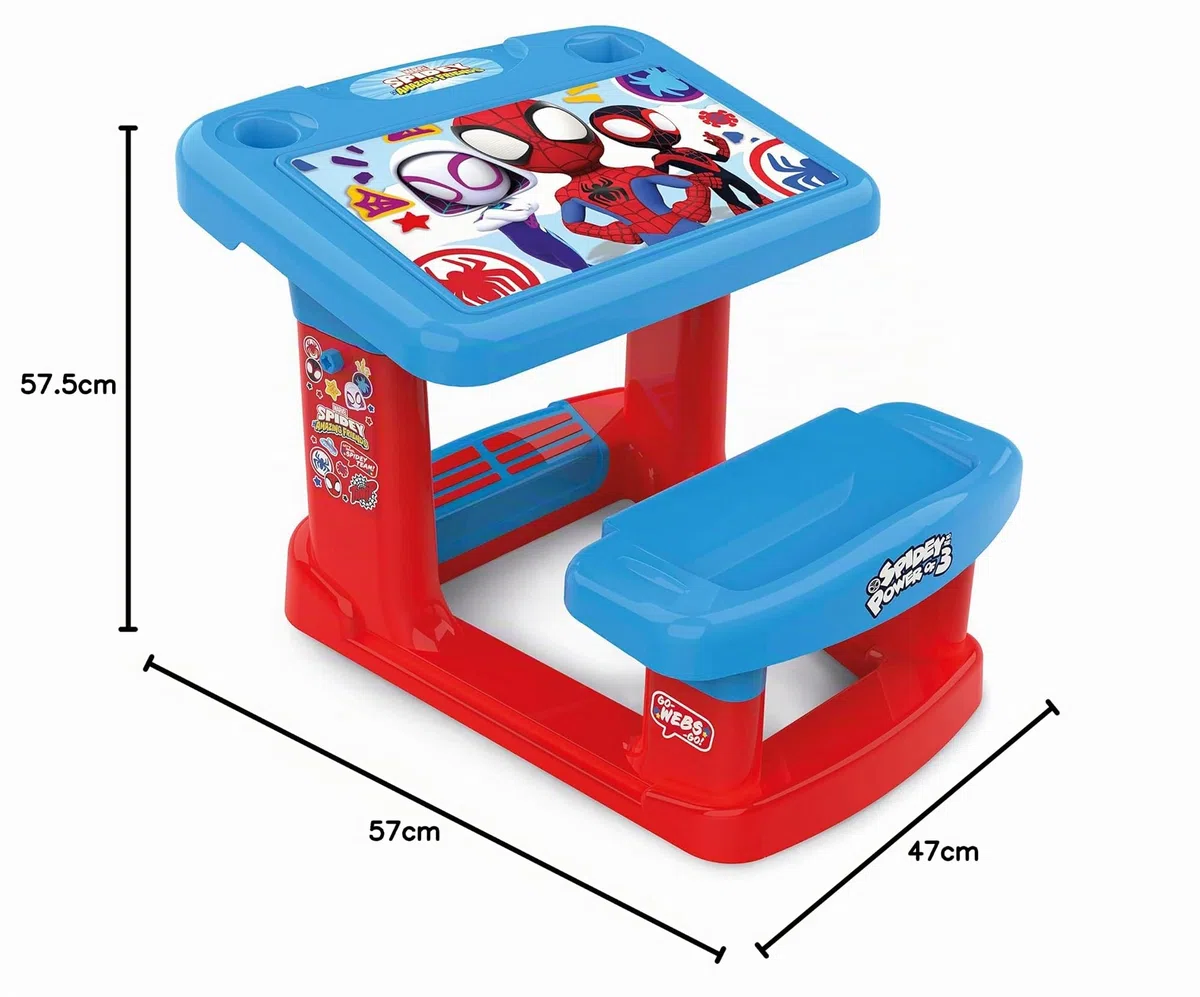 Chicos - Banco Scuola Spidey | Scrivania Bambini Spidey | Scrittoio per Bambini con Ampia Superficie di Lavoro e Vani Portaoggetti | Include 5 Illustrazioni di Spidey | A Partire da 24 Mesi (51063)