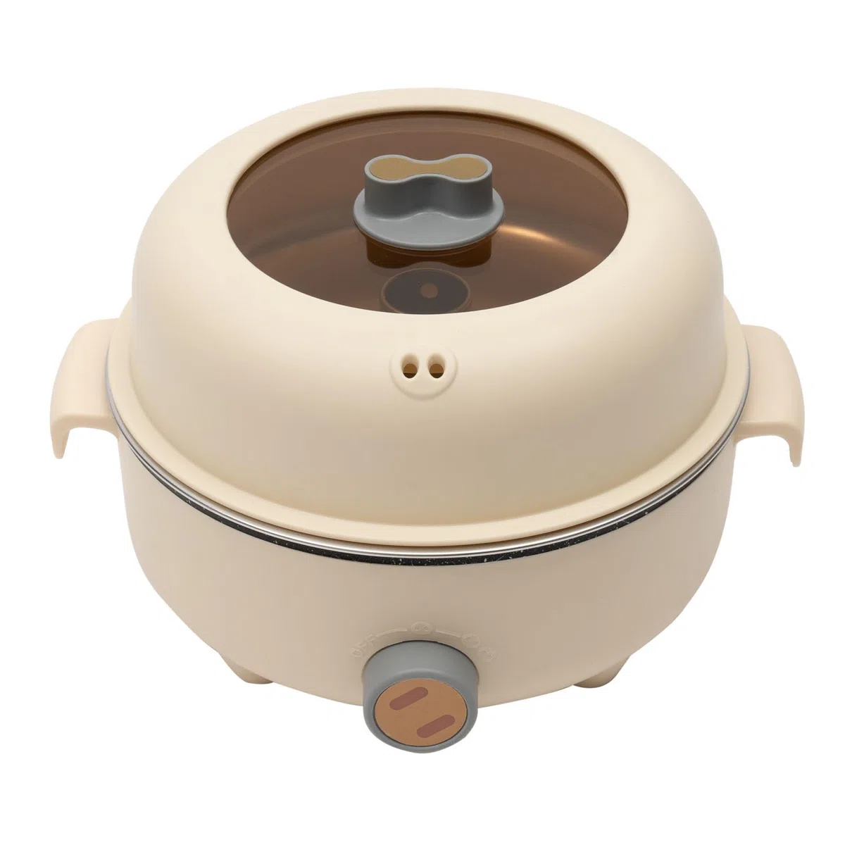 1.5L Elettrico Hot Pot, Mini Multicooker con 2 Vassoi per il Vapore per 1-2 Persone, Ideale per Famiglie, Studenti, Appartamenti, Uffici, Gite, Campeggio, Pic-Nic (Cachi)