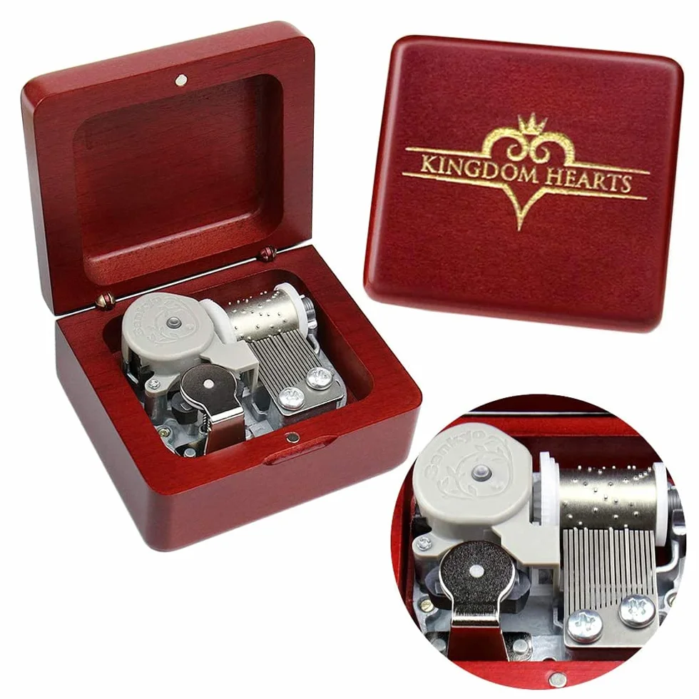 Sinzyo Carillon con melodia di Kingdom Hearts, vintage, idea regalo per compleanno, San Valentino e Natale (cofanetto color rosso vino)