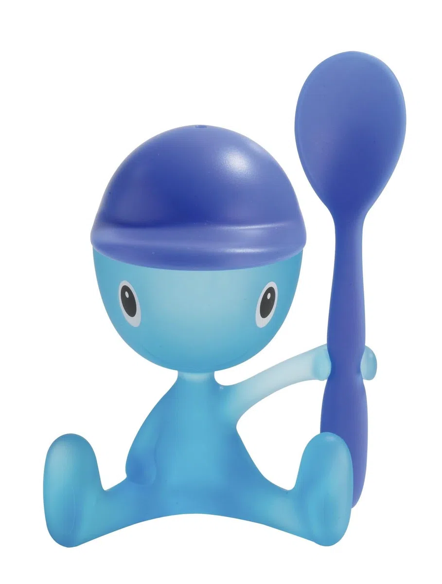 Alessi ASG23 AZ Cico Portauovo con Spargisale Personale e Cucchiaino in Resina Termoplastica, Azzurro