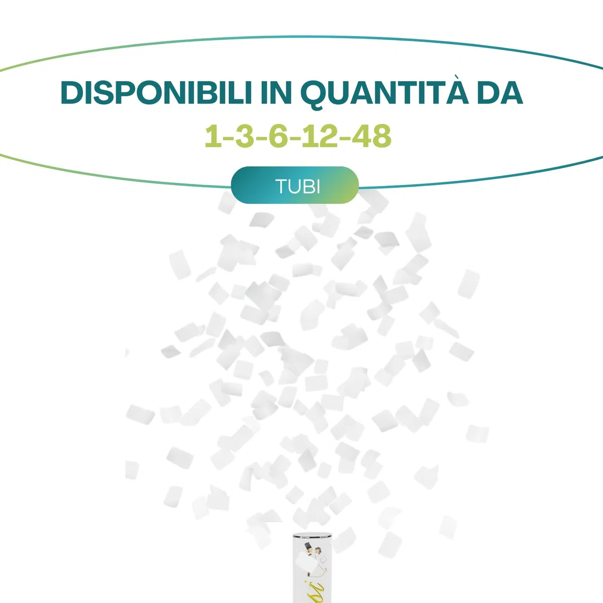 VIRSUS 6 sparacoriandoli Bianco spara coriandoli Bianco 60cm Cannone sparacoriandoli con coriandolo di carta biodegradabile 9413