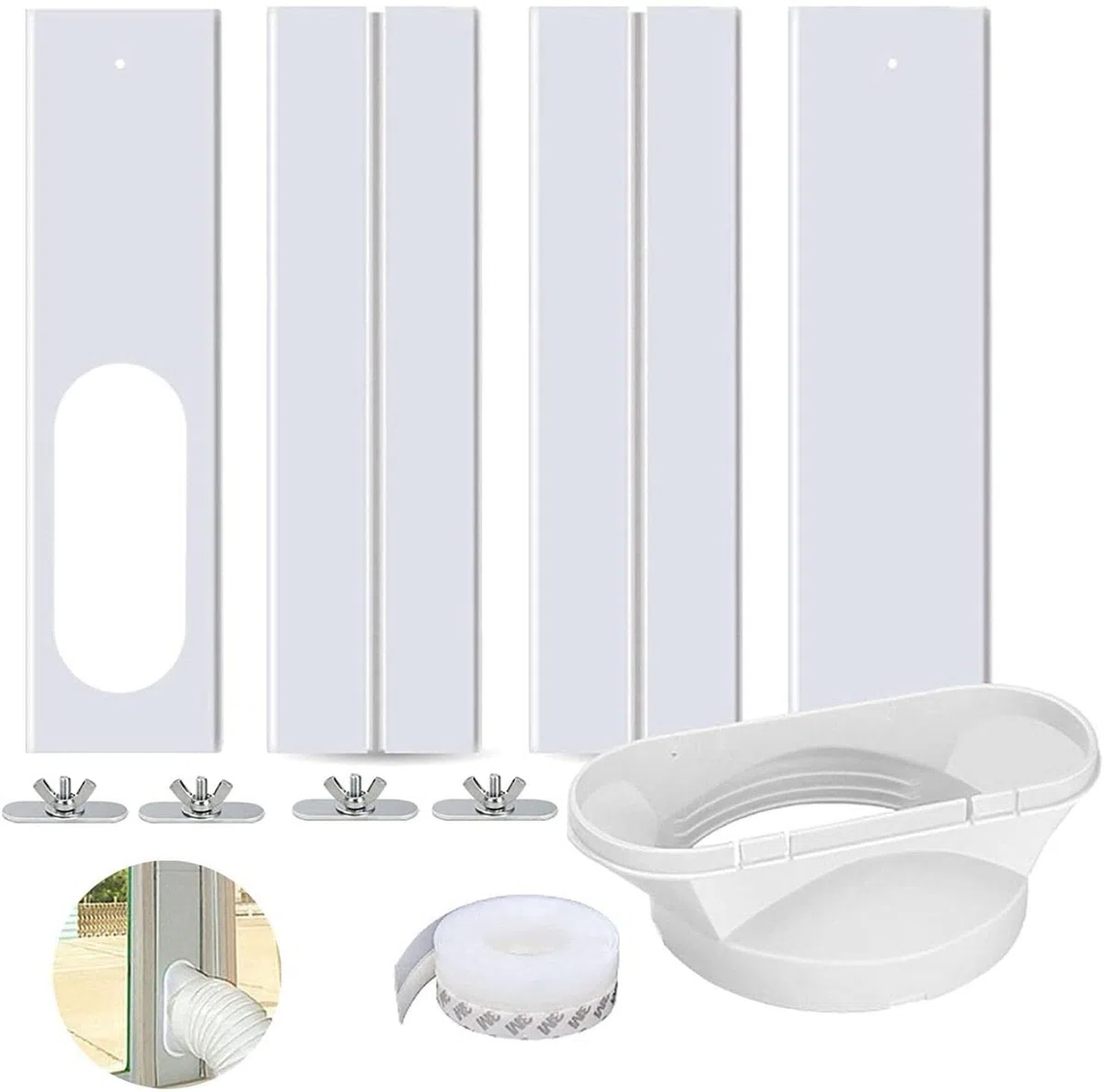 Kit di Scorrimento per finestre Elastiche, Universale per Aria condizionata Portatile, PVC, 1 unità, Bianco Avorio