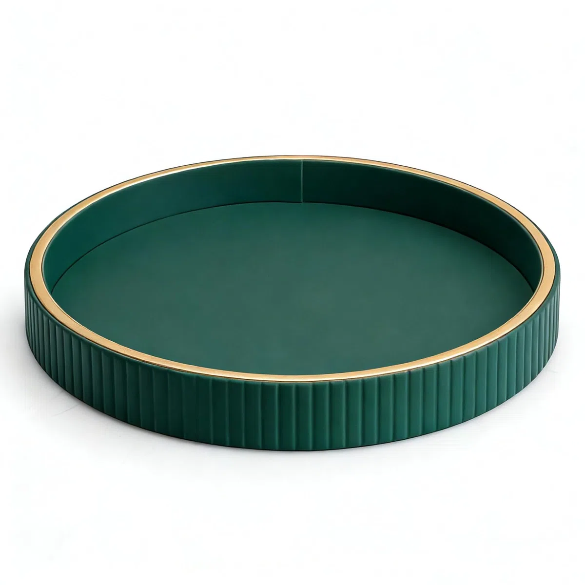 SANZIE Vassoio in pelle da scrivania, organizer di alta qualità, vassoio decorativo per cosmetici, chiavi, telefono, portafoglio posate (disco verde)
