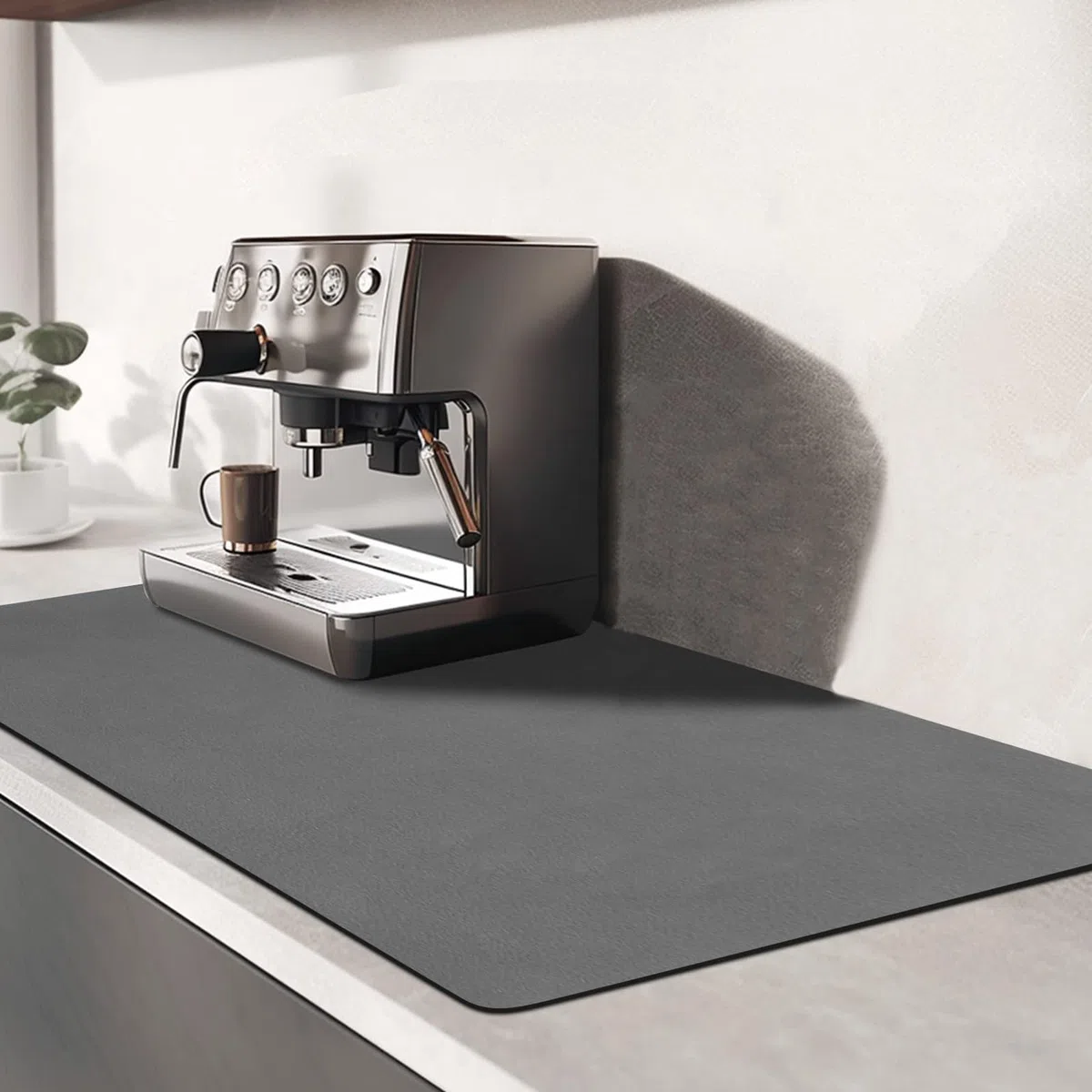 Tappetino per piatti ad asciugatura 60x40 cm Tappetino Drenante per cucina con antiscivolo Fondo Tappetino per Assorbente Macchina da Caffè Scolapiatti per piatto Lavello(Grigio Scuro)