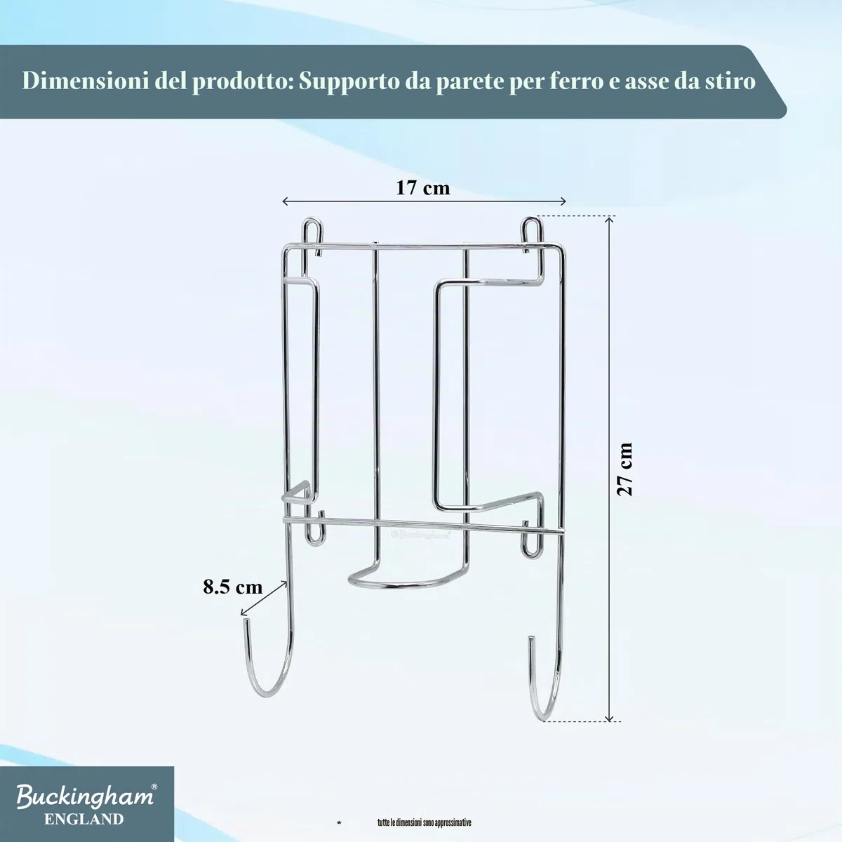 Handles and Ironmongery - Supporto per asse e ferro da stiro, per montaggio su porta o parete, in cromo lucido