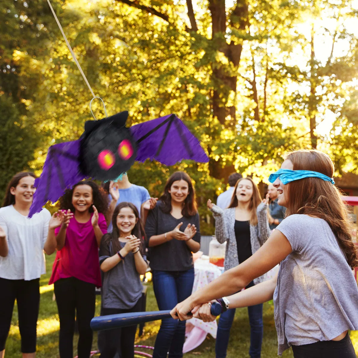 Relaxdays Pignatta a Forma di Pipistrello, da Appendere, Bambini e Adulti, da Riempire, per Halloween & Compleanni, nera