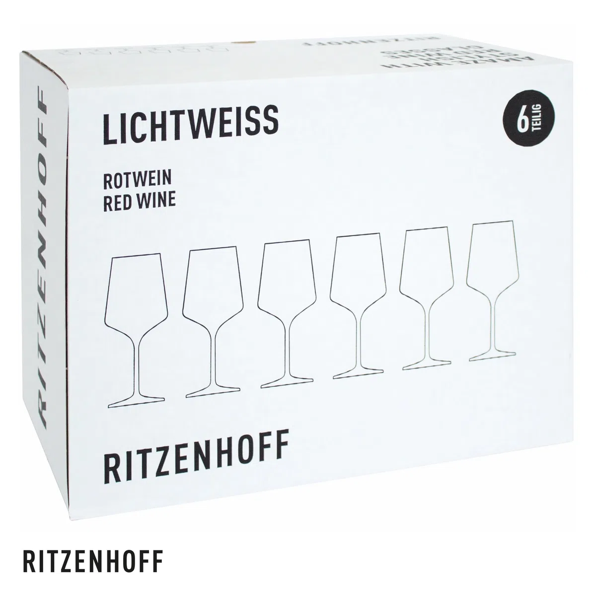 RITZENHOFF 6301001 Bicchiere da vino rosso 500 ml - Serie Lichtweiss - 6 pezzi in un set regalo - Elegantemente moderno - Made in Germany