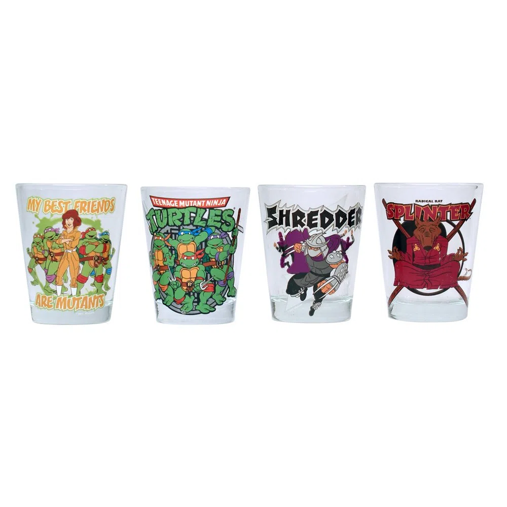 Silver Buffalo NT031SG7 Nickelodeon Teenage Mutant Ninja Turtles Friends and Villains - Set di 4 bicchieri in vetro