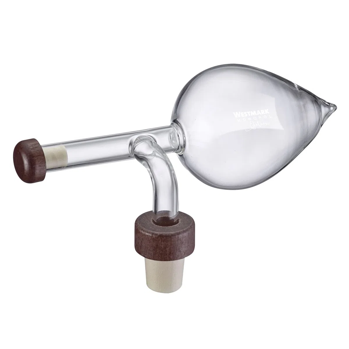 Westmark 99093380 - Porzionatore da 150 ml per misurare e decantare contemporaneamente, in vetro, plastica, legno, Gourmet, trasparente/marrone
