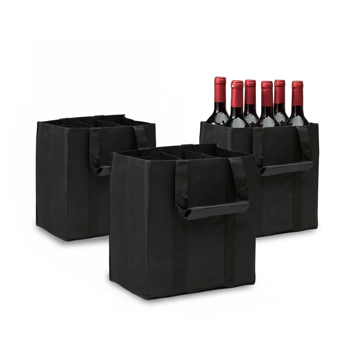 Avilia Porta Bottiglie Set 3 Borse – Portabottiglie Acqua Vino Birra 6 Bottiglie 1,5L, Borsa Porta Bottiglie Impermeabile Oxford, Struttura Rigida Antiurto, Riutilizzabile Ecologica, Picnic Spesa