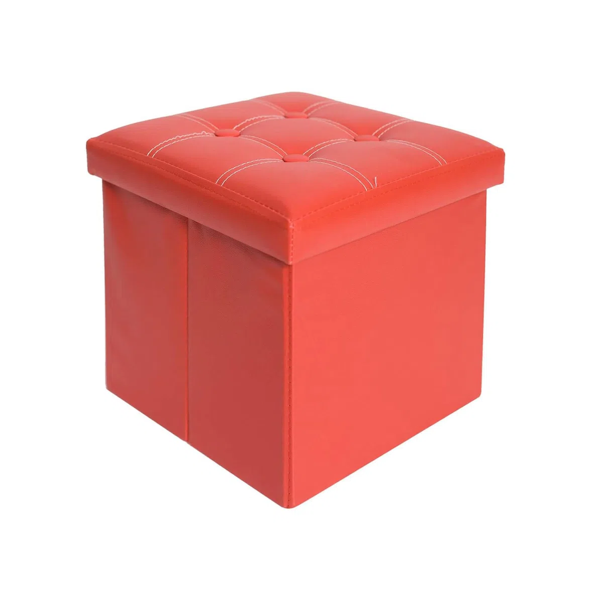 Rebecca Mobili Pouf Contenitore, poggiapiedi Seduta Rosso, cubo, Legno MDF Finta Pelle, Arredamento Moderno - Misure 30 x 30 x 30 cm (HxLxP) - Art. RE4900