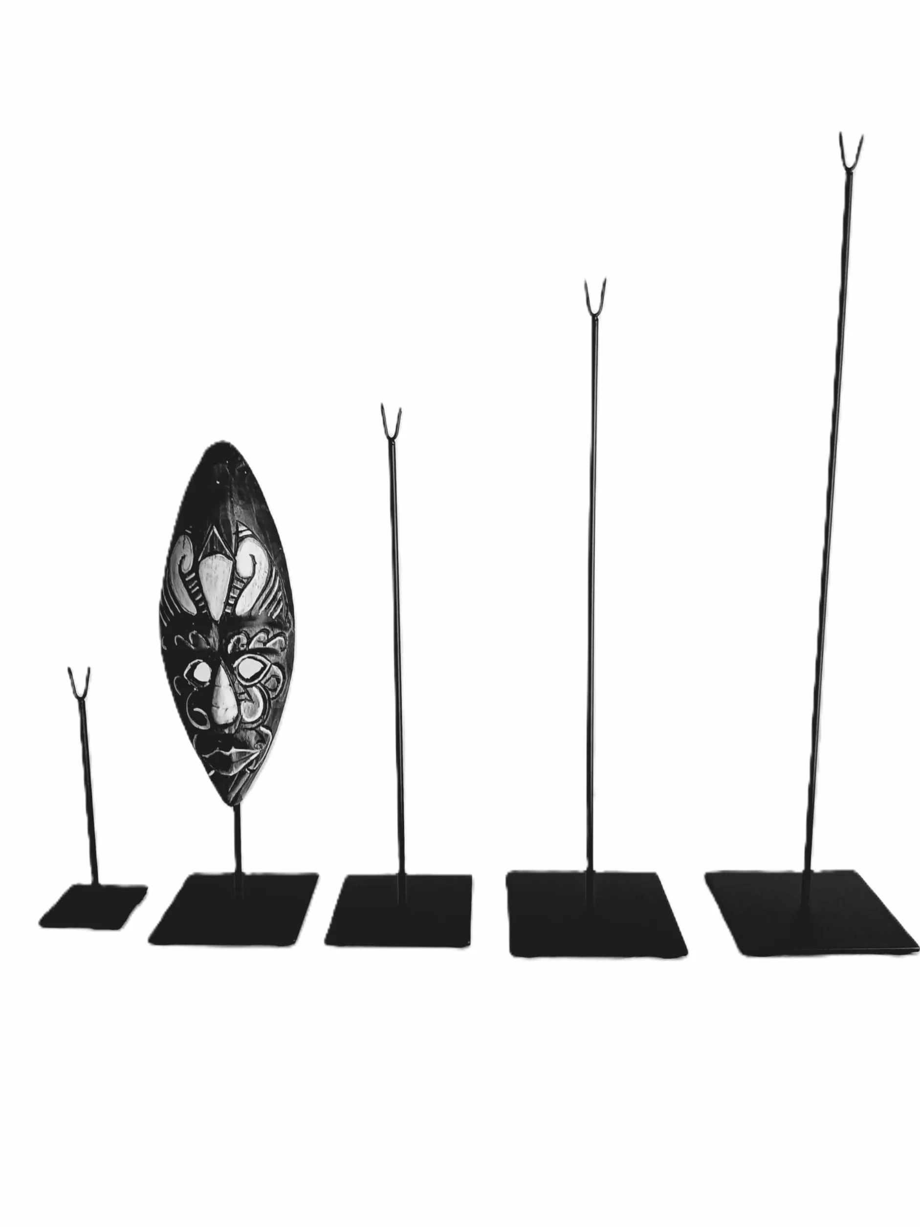 Base per maschera africana in legno, espositore, supporto interamente in metallo, 11 altezze a scelta da 20 a 120 cm, adatto a tutti i tipi di maschere (HAUTEUR 32 CM)