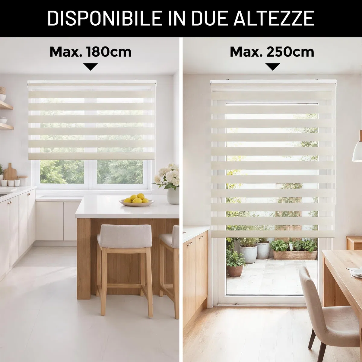 Tende a rullo per interni Giorno Notte avvolgibile Doppio strato Tessuto elegante per porta e finestra. Offrono un'adattabilità alla luminosità STORESDECO Lino 120x250 cm (Larghezza x Altezza)
