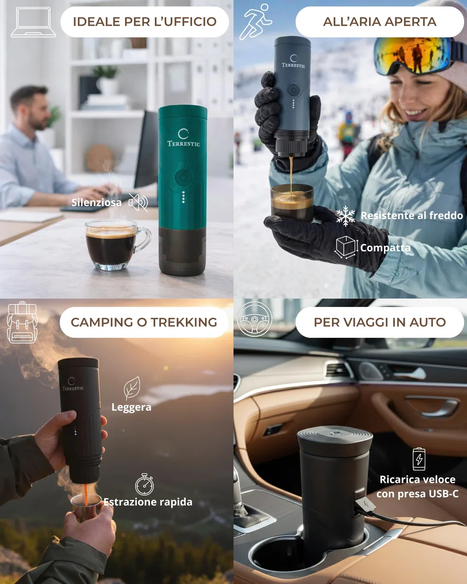 Macchina Caffe Portatile 80 Ml, Caffettiera Portatile, Macchinetta Caffè da Viaggio Ricaricabile USB, Compatibile con Polvere e Capsule Nespresso con Custodia Rigida