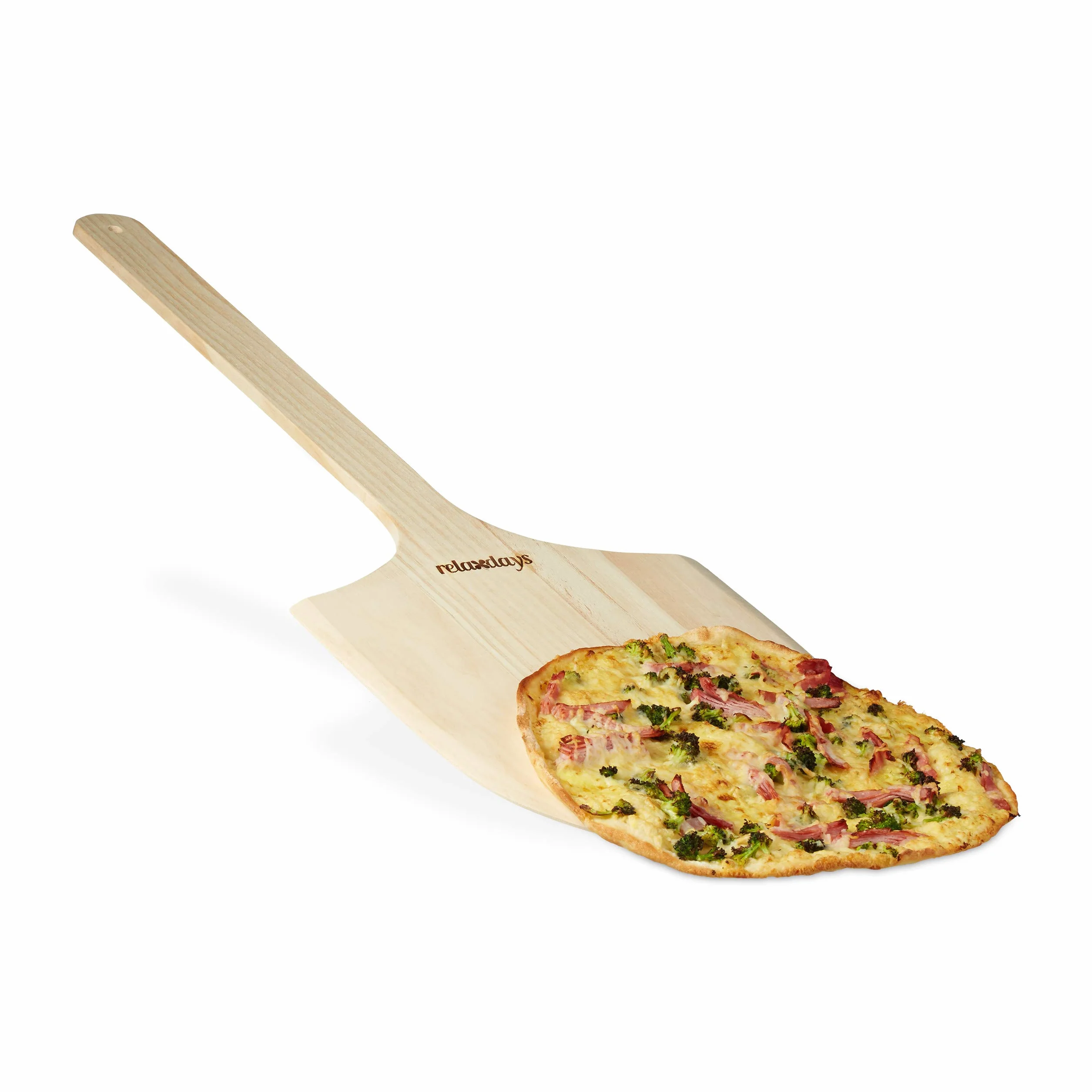 Relaxdays Pala per Pizza, in Legno, XXL, Paletta con Manico Lungo, HLP: 1 x 30 x 78 cm, Accessori Forno, Colore Naturale