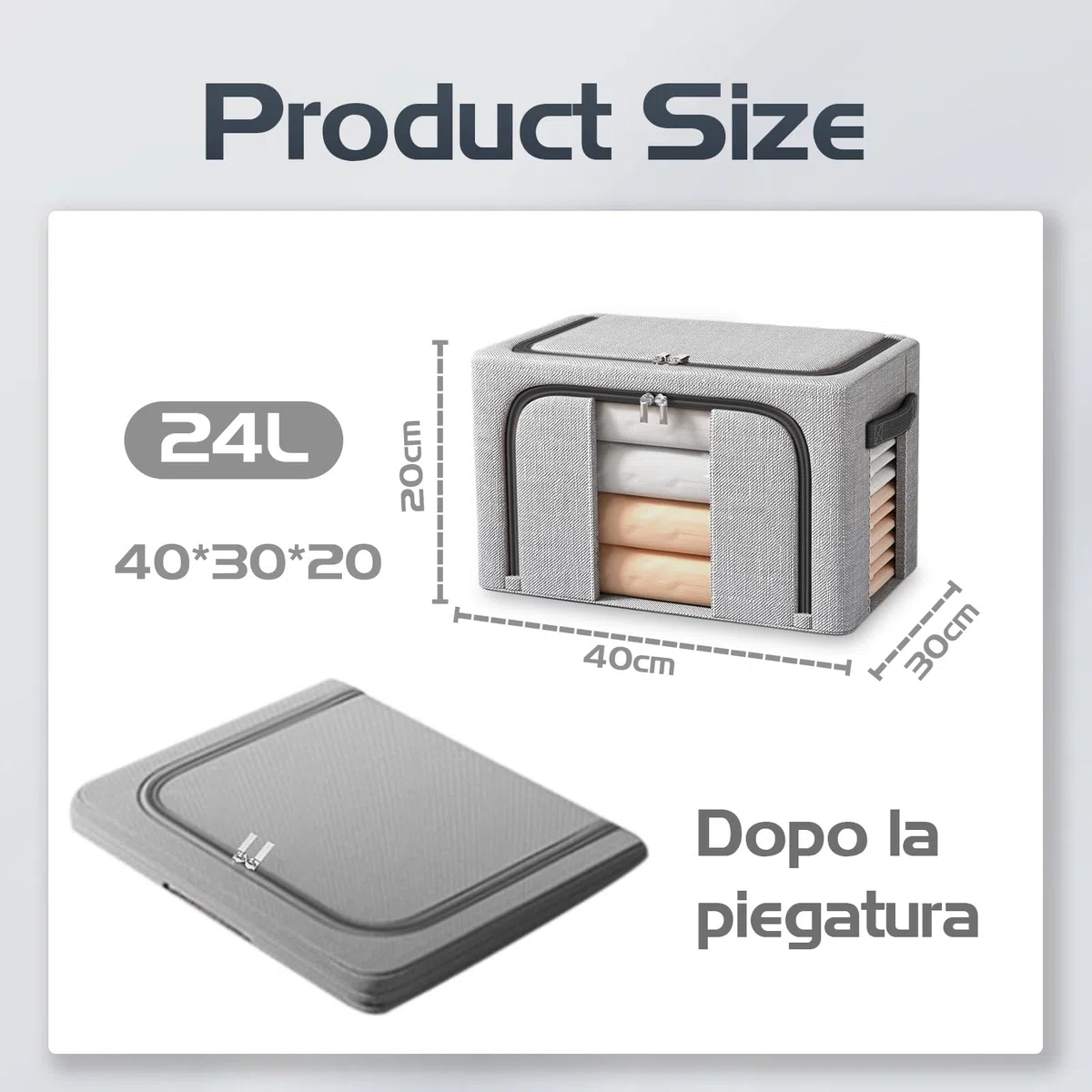 3 Pezzi Scatole per Armadio, 24L Organizer Armadio con Struttura in Metallo, Scatole per Armadio Rigide Pieghevoli con Cerniera, Ideali per Rangement Vestiti & Organizzazione - 3x24L