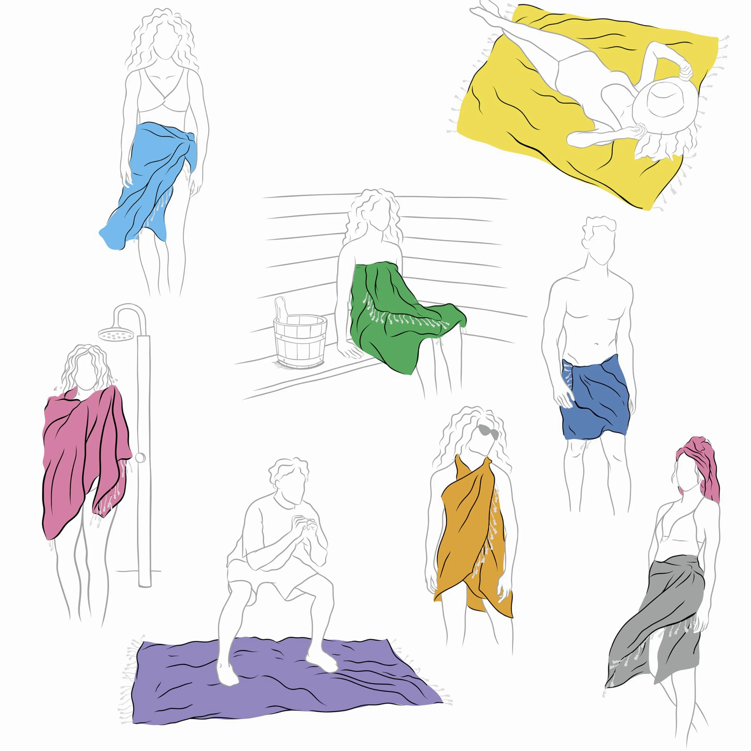LeStoff Panno per hammam di alta qualità, versatile, sostenibile, assorbente e ad asciugatura rapida, 100% cotone biologico, spiaggia, bagno, doccia, yoga, spa e da viaggio (95 x 180 cm, blu chiaro)