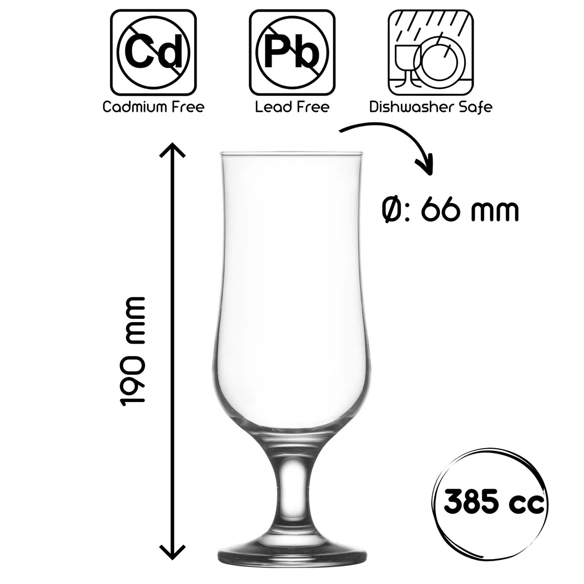 NORDIC SCHILLER Bicchieri da Cocktail Set 6, 385ml 100% SENZA PIOMBO Bicchieri da Caffè Freddo, Frappé Bicchieri per Pina Colada, Bicchiere per Hurricane