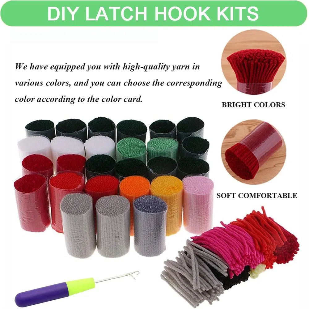 Henypt Kit Latch Hook Cuscino Gatto Nero Kit Gancio Di Chiusura Tappeto Ca. 43X43 Cm Set Ricamo Principianti Casa Decorazioni Attività Creative Adulti Hobby Gobelin Cuscino