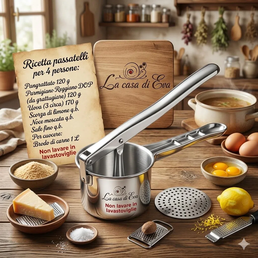SCHIACCIAPASSATELLI IN ALLUMINIO (MACCHINA PER PASSATELLI) MADE IN ITALY. ATTREZZO PER REALIZZARE DEI FANTASTICI PASSATELLI CASALINGHI