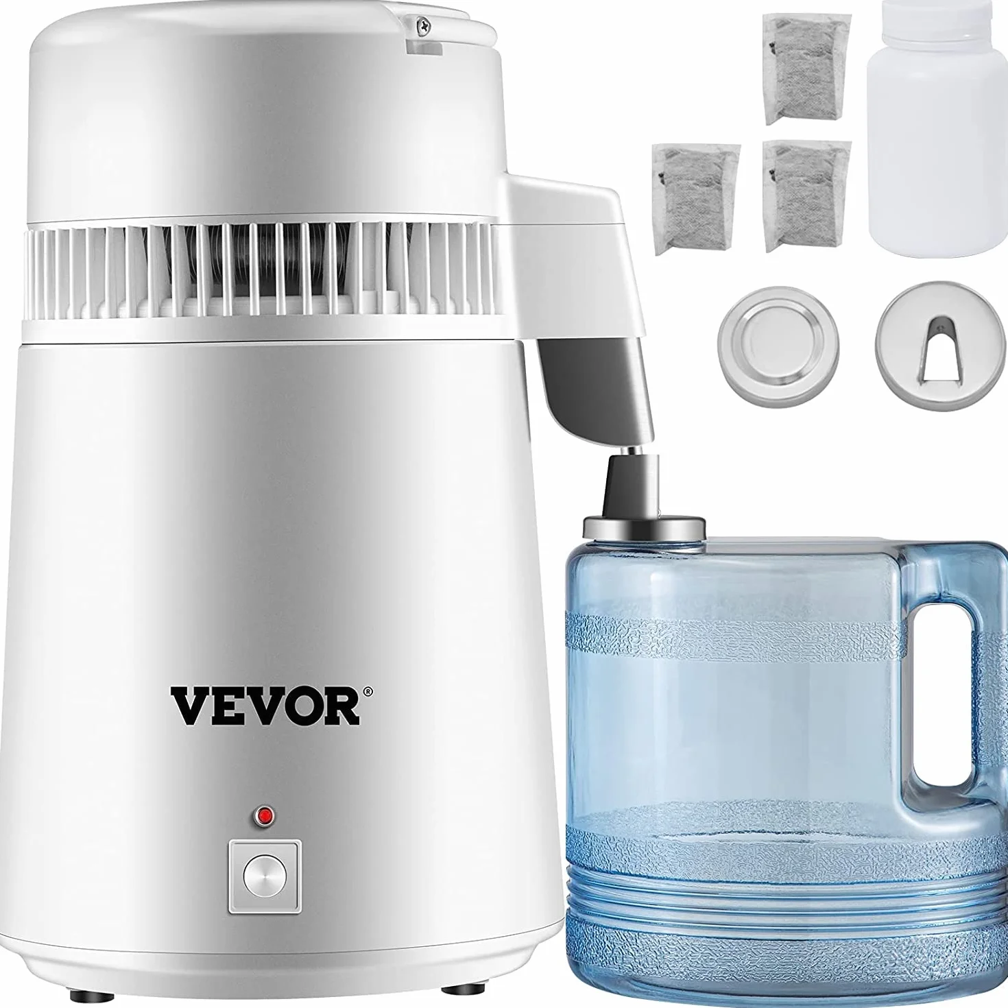 VEVOR Distillatore d'acqua 750 W,Distillatore in acciaio inox 4 L,Distillatore d'acqua per laboratori/ospedali/cliniche dentali/uffici/case/viaggi