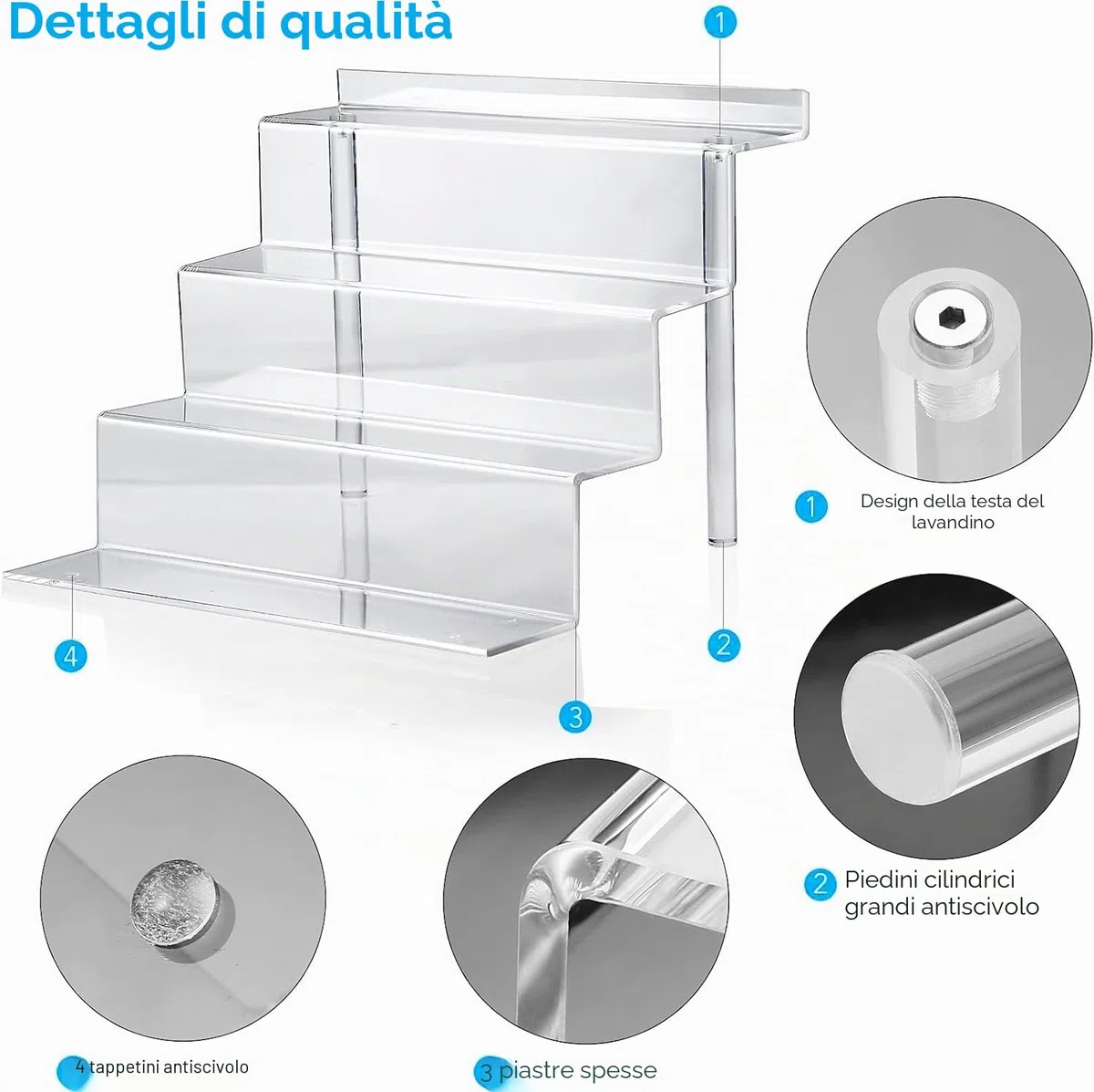 LATERN 2 Pezzi Espositore in Acrilico per Montante, 4 Livelli Organizzatore di Visualizzazione Trasparente Supporto per Supporto Rialzato da Tavolo di Grandi Dimensioni per Profumo Cupcake Figure