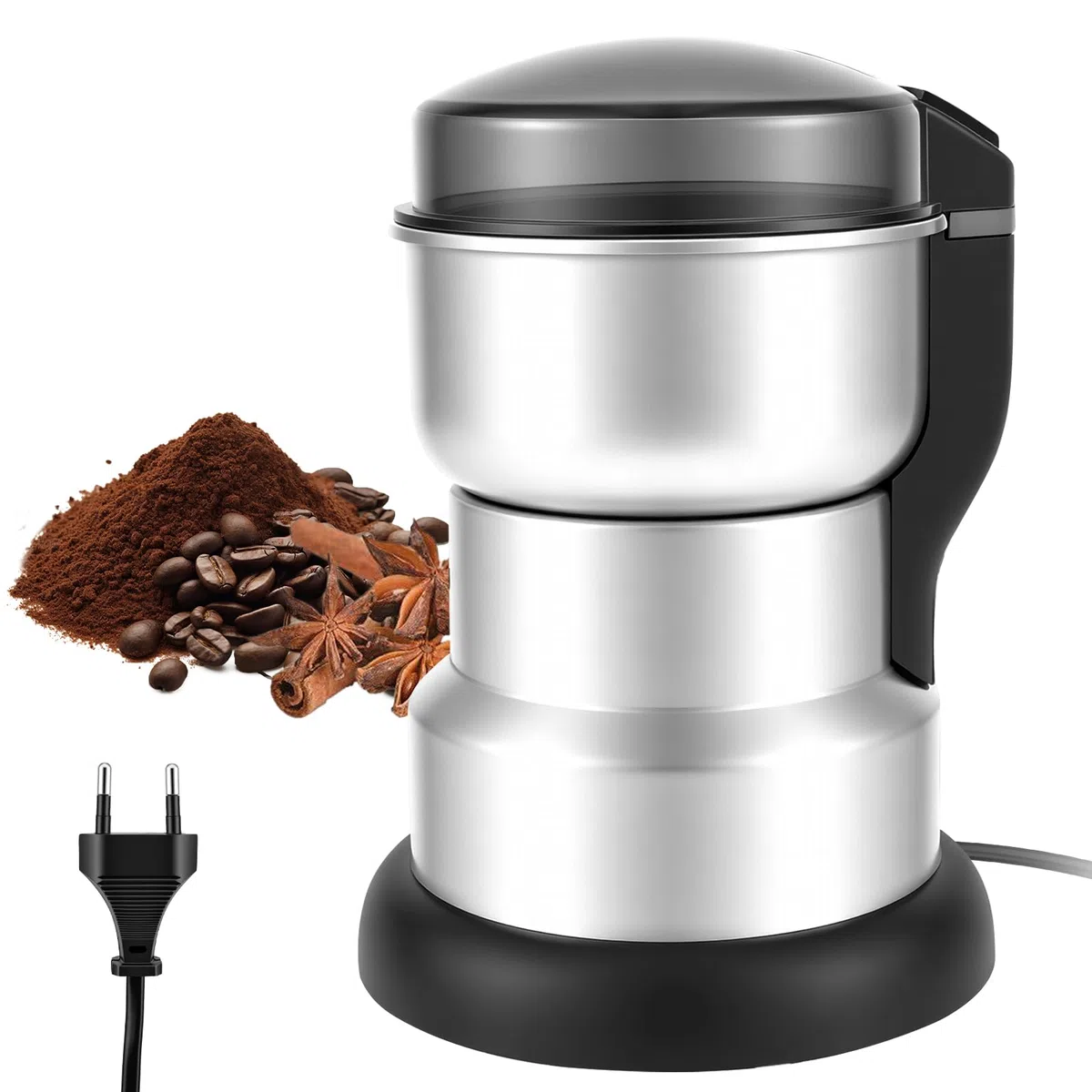 Macinacaffè elettrico 300W macinacaffè One Press con lame in acciaio inox coperchio trasparente portatile per fagioli spezie, erbe