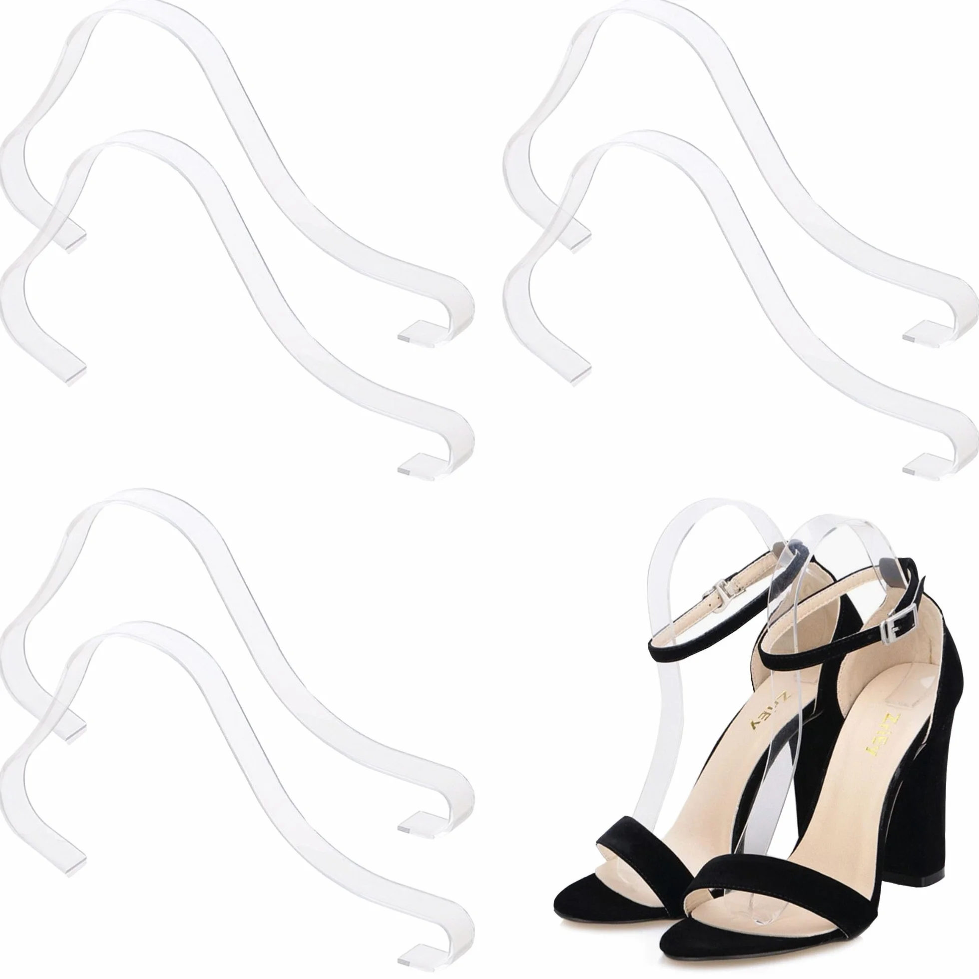 6 Pcs Espositore Sandalo Trasparente Supporto Scarpe Organico Acrilico Chiaro Sandali Stand Sandali Scarpe Presentazione Custodia Elastica Scarpe Supporti Scarpe