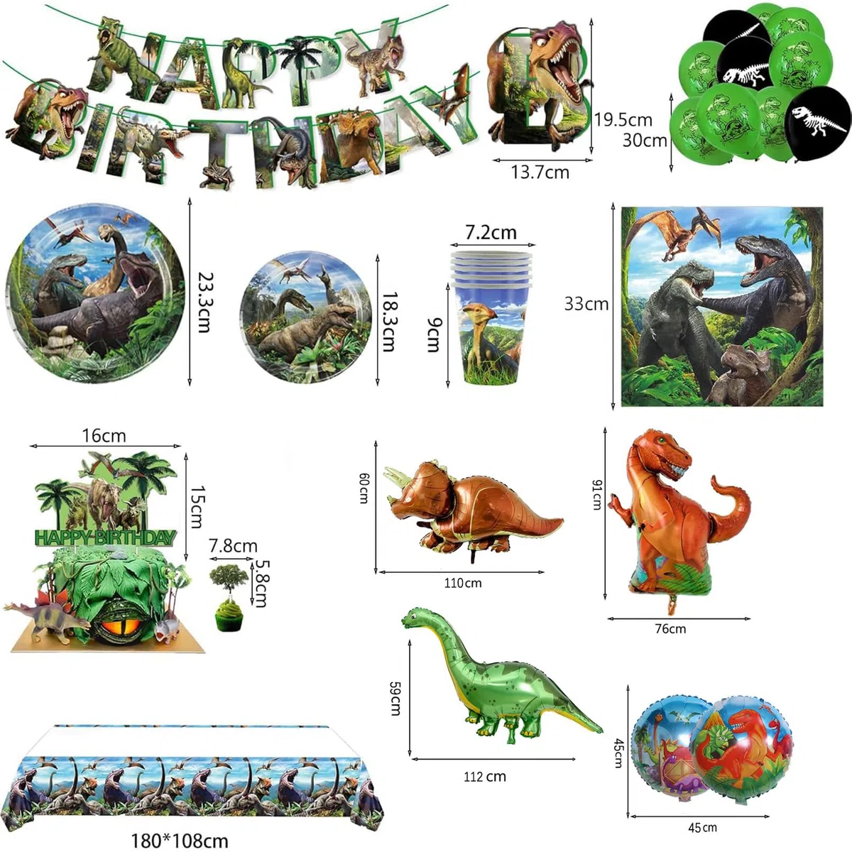 Decorazione Compleanno Dinosauri,83 Pcs Stoviglie Feste Compleanno Dinosauri, Stoviglie Per Feste,Striscione, Tovaglia.