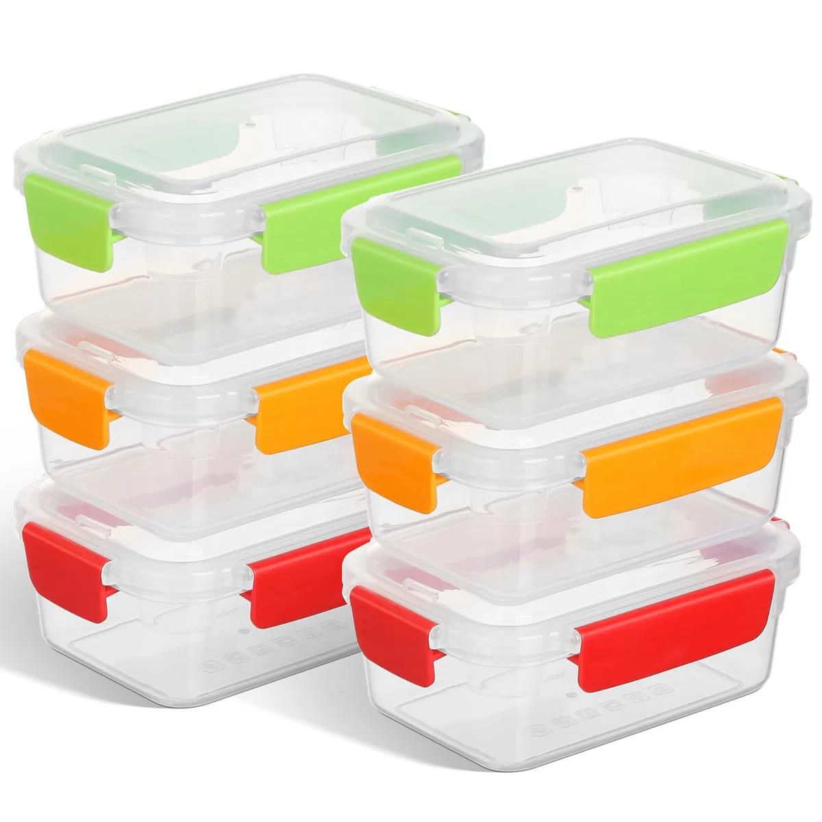 VINATO Set di 6 Contenitori Ermetici per Alimenti da 0.75 Litri, Contentiori in Plastica per Alimenti con Coperchio, 4 Chiusure di Sicurezza, Senza BPA adatti per Microonde e Lavastoviglie