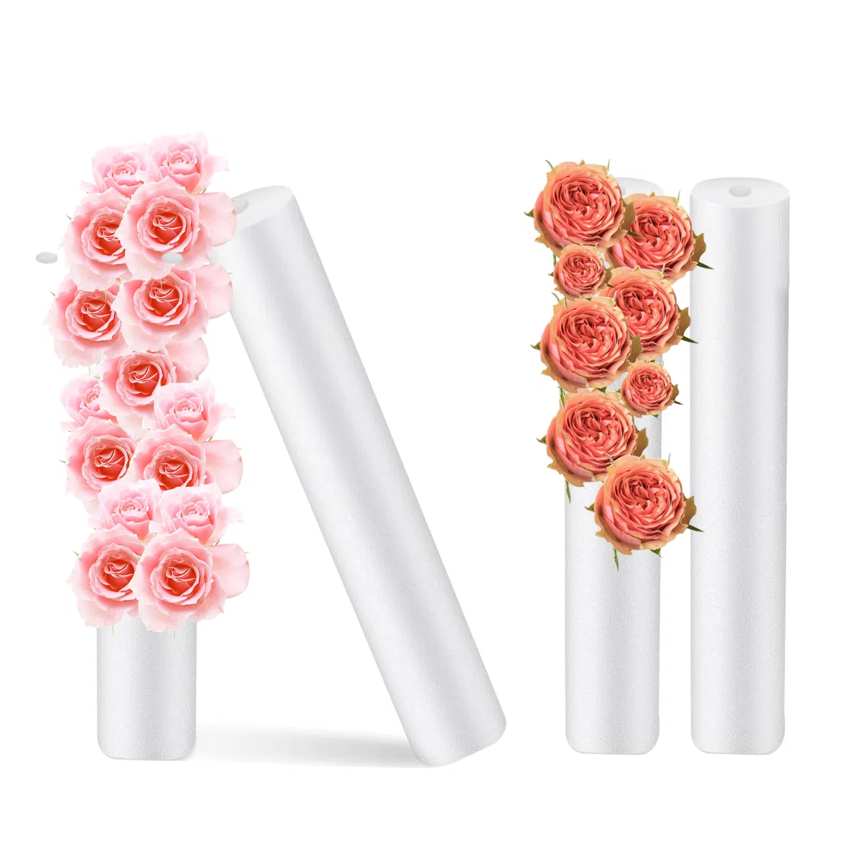 4 Pezzi Spugna per Fiori Canne in Schiuma per composizioni Floreali Tubo in Schiuma per Modellismo Forniture per Arti e Mestieri Fai-da-Te Bianco 40x5 cm