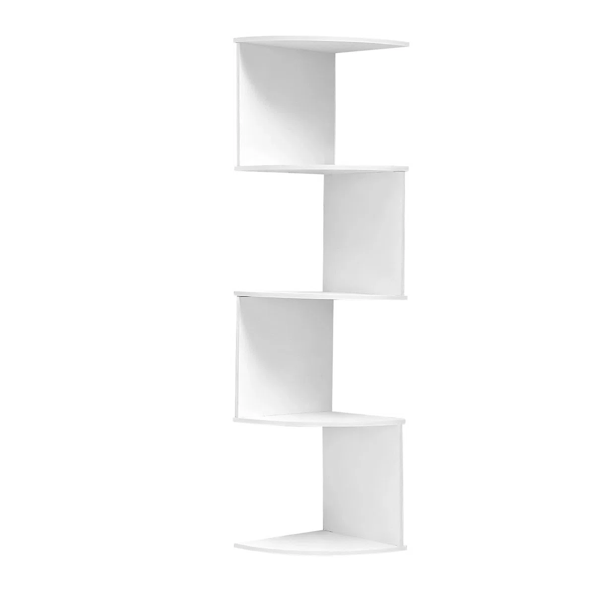 5 Ripiani Mensola, Libreria Angolare, Muro Scaffale, Angolo Parete, Pensile Moderna per Camera da Letto, Soggiorno(Bianco)