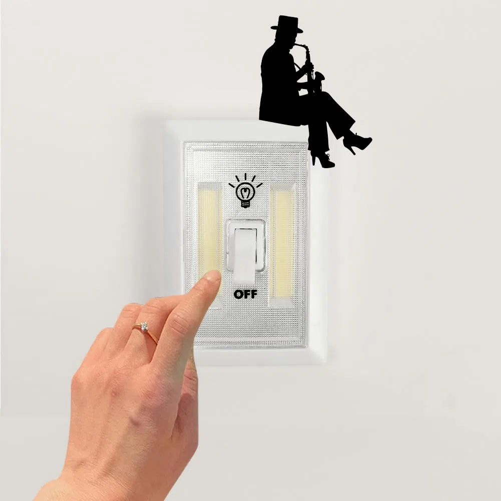 AHANDMAKER 6 Tipi Di Sagoma Musicista, Adesivi Creativi Interruttori, Adesivi Da Parete Con Silhouette Di Un Uomo E Una Donna, Musicista Seduta, Interruttore Luce Adesivi Per La Musica