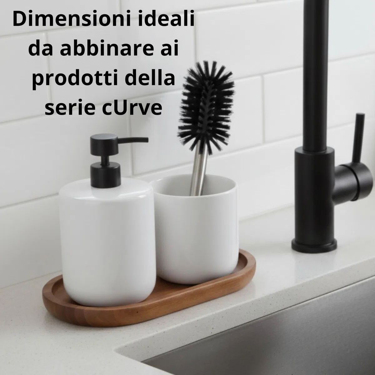 Vassoio Decorativo in Legno di Acacia CURVE - Vassoio Organizzatore Ovale per Cucina e Bagno. Ideale per Sale e Zucchero o Dispenser Sapone. 26 x 14 cm.