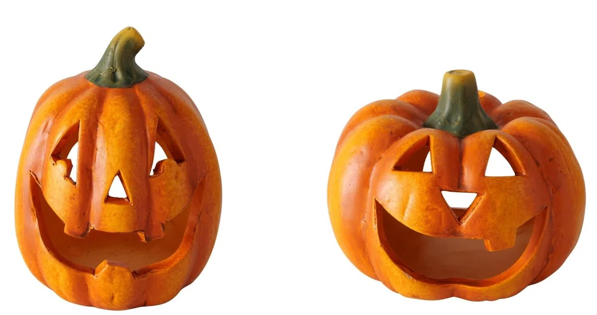 2 luci a vento in terracotta XXL B44 arancione Halloween zucche Zuco decorazione autunnale zucca decorazione da tavolo portacandele antivento