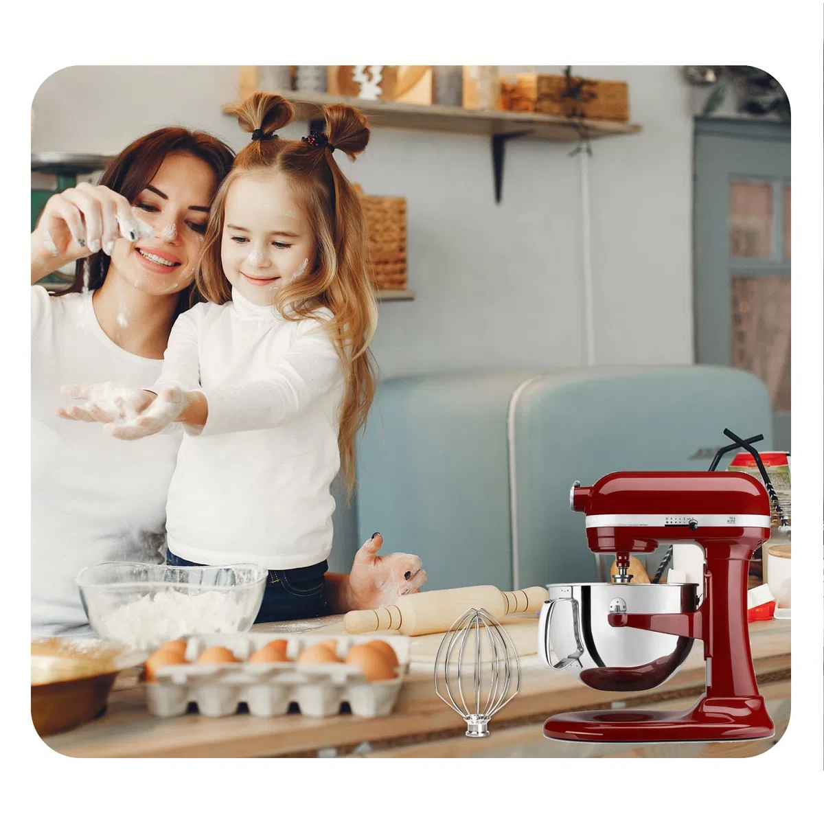 K5AWW - Frusta a filo di ricambio in acciaio inossidabile inox per mixer KitchenAid da 5 Quarti, frusta a 6 fili, accessori per mixer KitchenAid