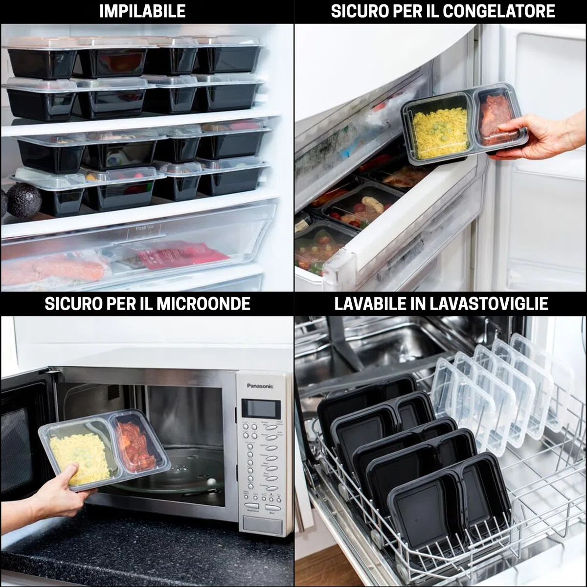Igluu Meal Prep Contenitori per Alimenti in Plastica Riutilizzabili con Coperchi (Set da 10) – Impilabili, Microonde, Freezer e Lavastoviglie – 828 ml – 1 Scomparto – Senza BPA