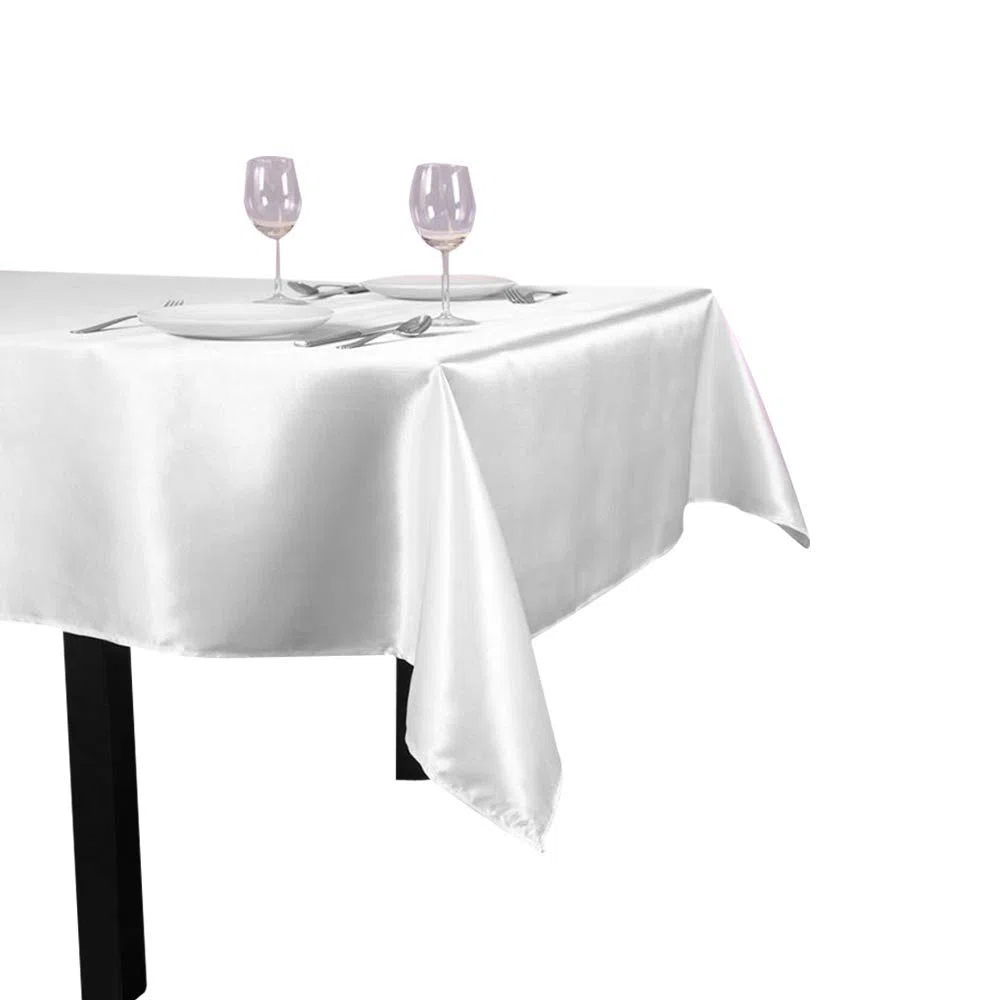 250 * 350CM (98.4in x 137.8in) Rettangolare Tovaglia in Raso per la Decorazione di Matrimonio/Compleanno/Battesimo del Bambino/Eventi - Bianco