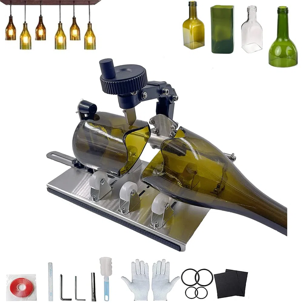 Kit Tagliabottiglie,Aggiorna Tagliabottiglie, Bottiglie Rotonde, Quadrate E Colli di Bottiglia, Kit Completo di Utensili per Il Taglio del Vetro, Tagliabottiglie per Bicchieri di Vino