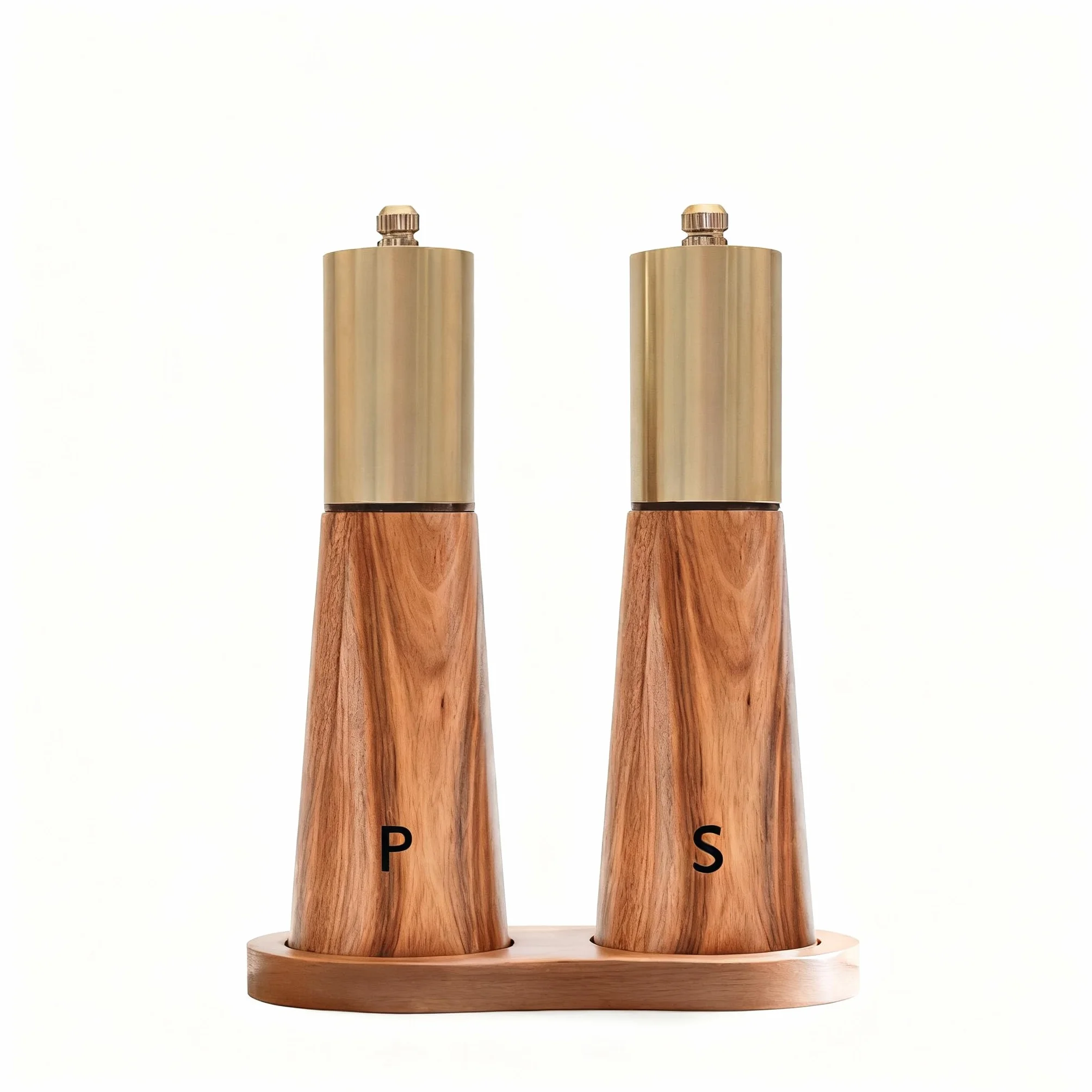 Set di Macine per Sale e Pepe in Legno con Staffa Base, Manuali Macine Pepe e Sale molino con Spessore Regolabile, Legno di Acacia, Ceramica, per Fresco Macinato Pepe Sale e Spezie, 2pcs 7,28pollici