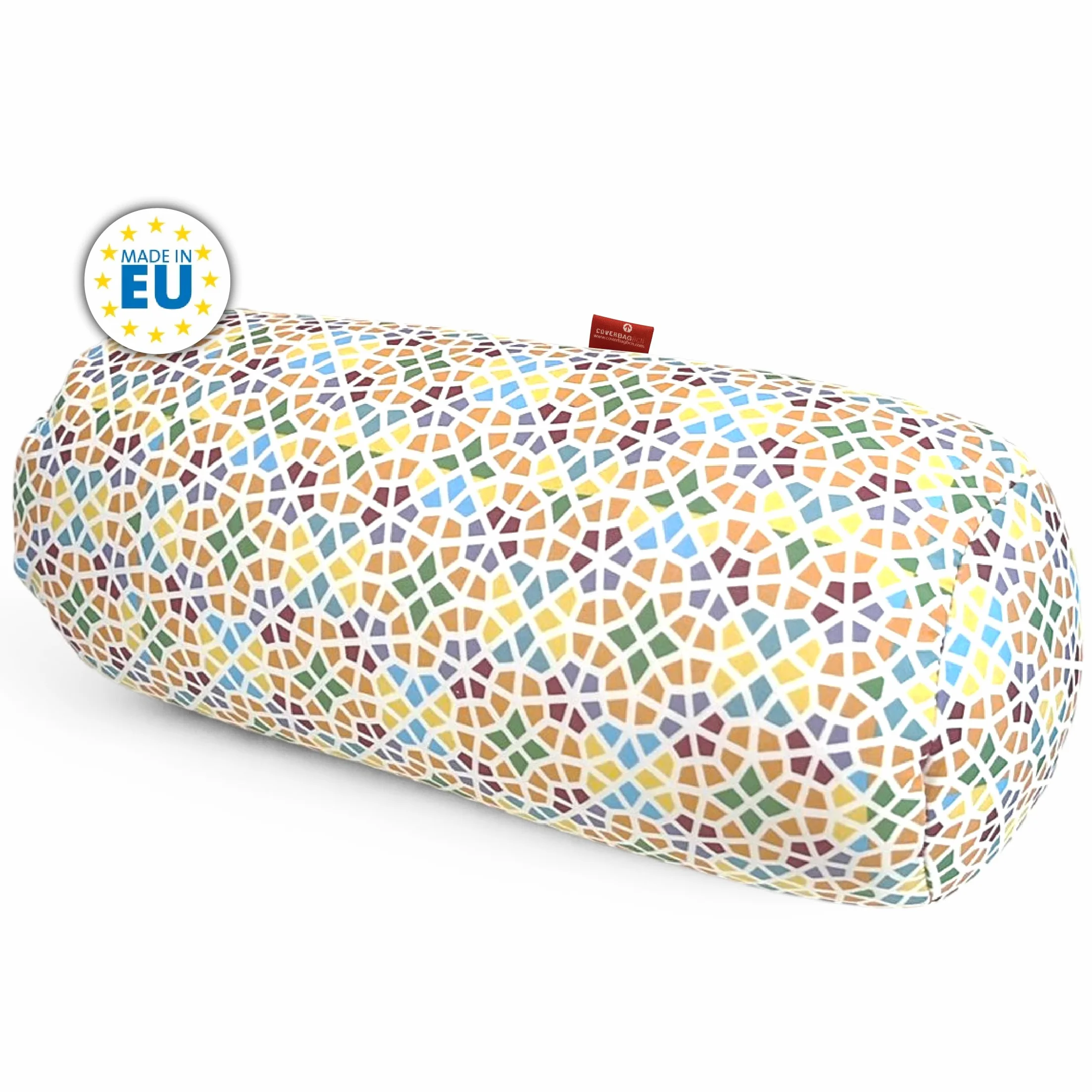 Cuscino Rotondo Anti-Stress Relax | Sollievo per Collo e Lombare | Riempimento con Microperle Confortevoli | Tessuto in Lycra Morbida al Tatto | Lavabile in Lavatrice | 35x15 cm(Mosaico)