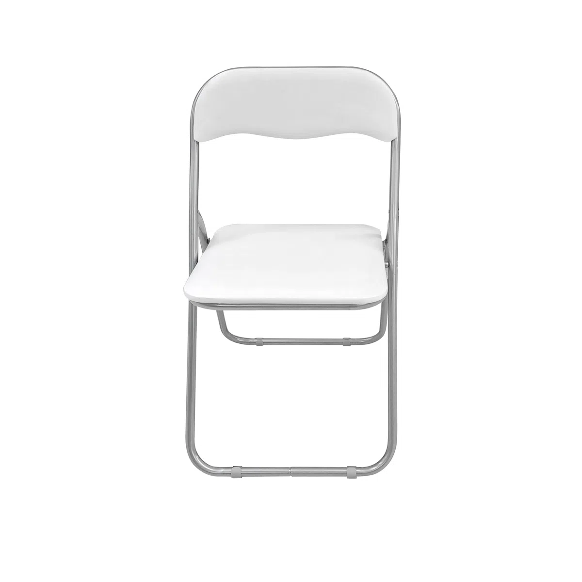 Bissolo Casa - Sedia pieghevole Bianca in metallo e PVC, Seduta salvaspazio, Sedia per riunione, cm 43x47 H.79,5
