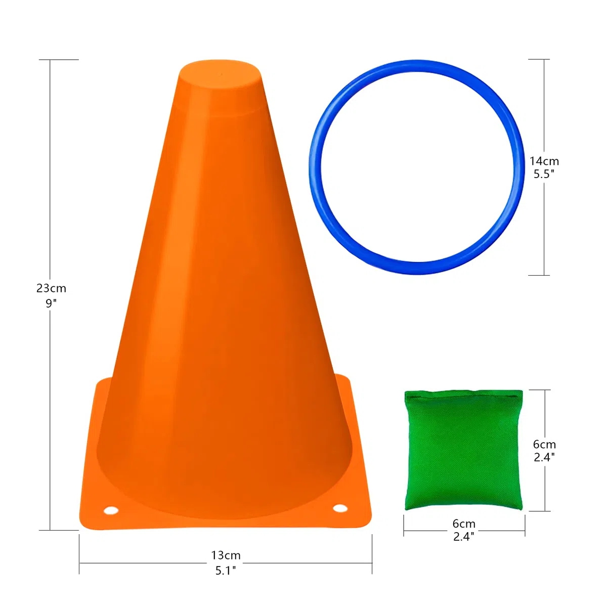 Eocolz Set di giochi di carnevale 3 in 1, coni in plastica morbida per fagioli ad anello, giochi per bambini, feste di compleanno, giochi all'aperto, forniture per giochi da 32 pezzi