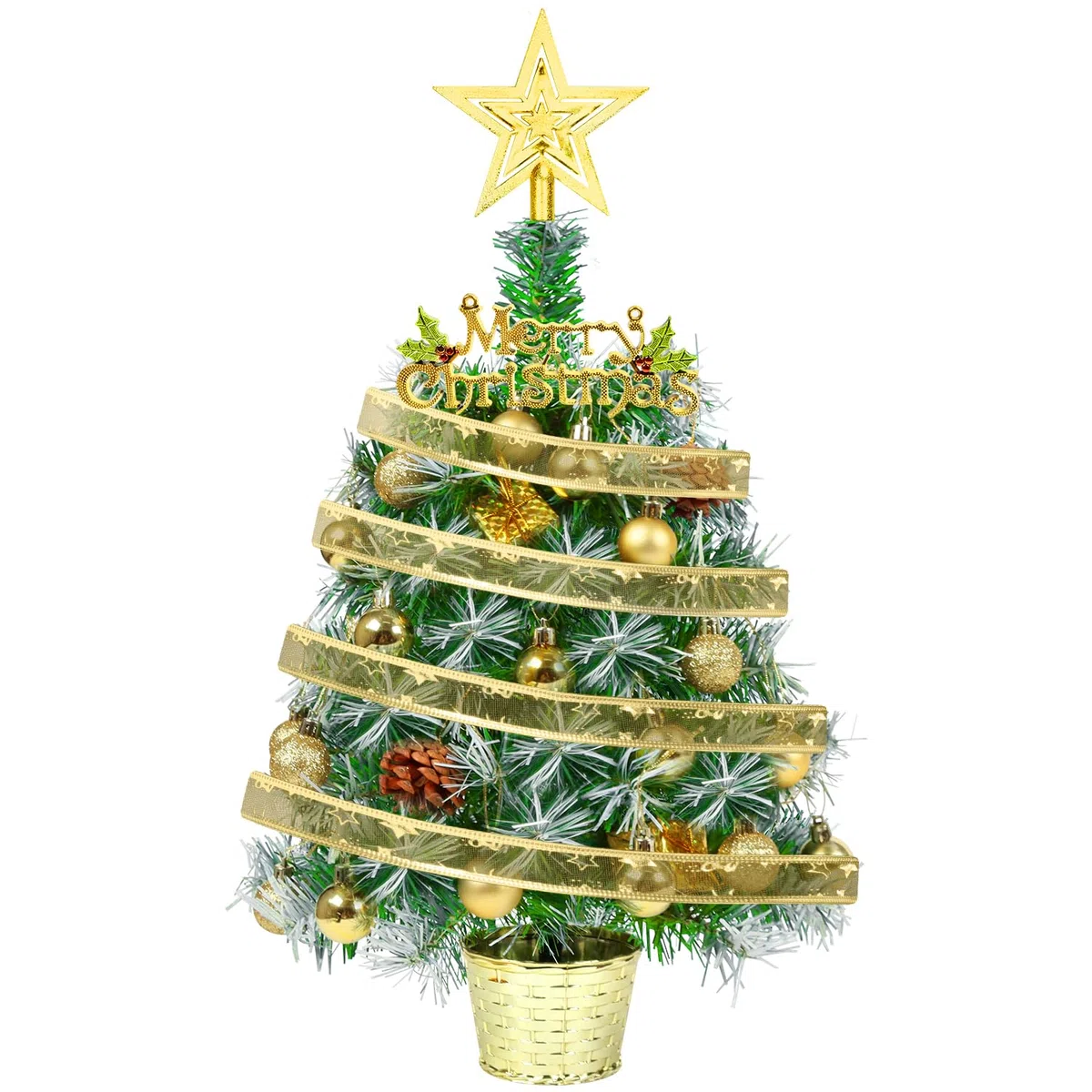 Mini albero di Natale da 55 cm, decorazioni artificiali per albero di Natale da tavolo per Natale, casa, cucina, tavolo da pranzo